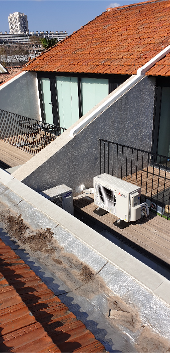 Groupe extérieur sur le balcon de l'appartement