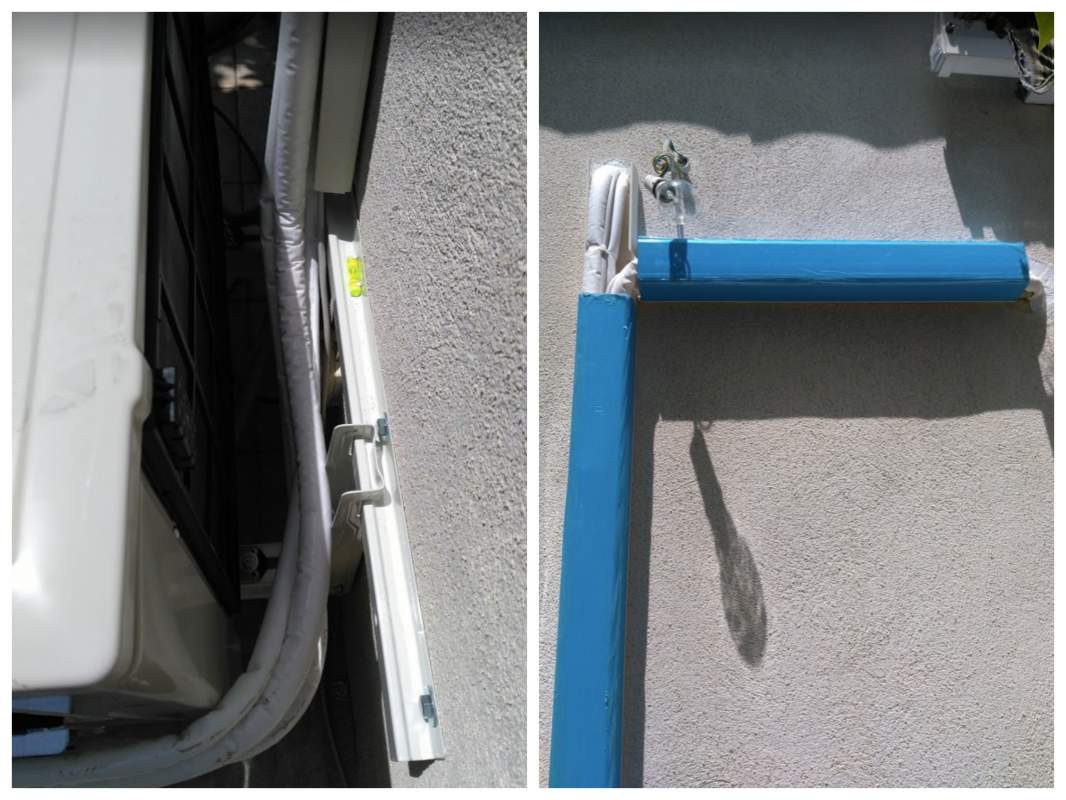 Passage des liaison frigorifique entre le groupe extérieur et les unités intérieures