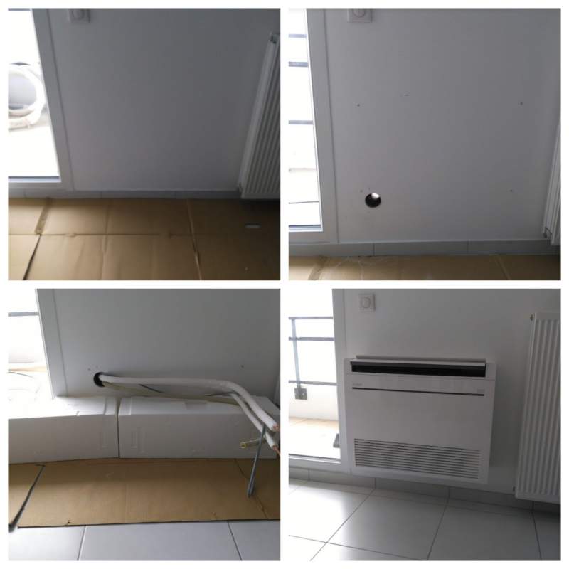 Etape d'installation de la climatisation console Mitsubishi electric MFZ-KJ35VE2 13013 Rue Nicolas Copernic par Génération Confort