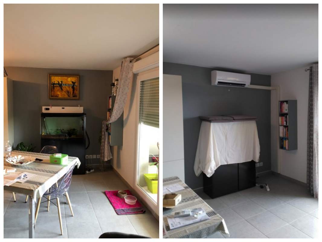 Installation climatisation réversible MITSUBISHI ELECTRIC Avant/Aprés