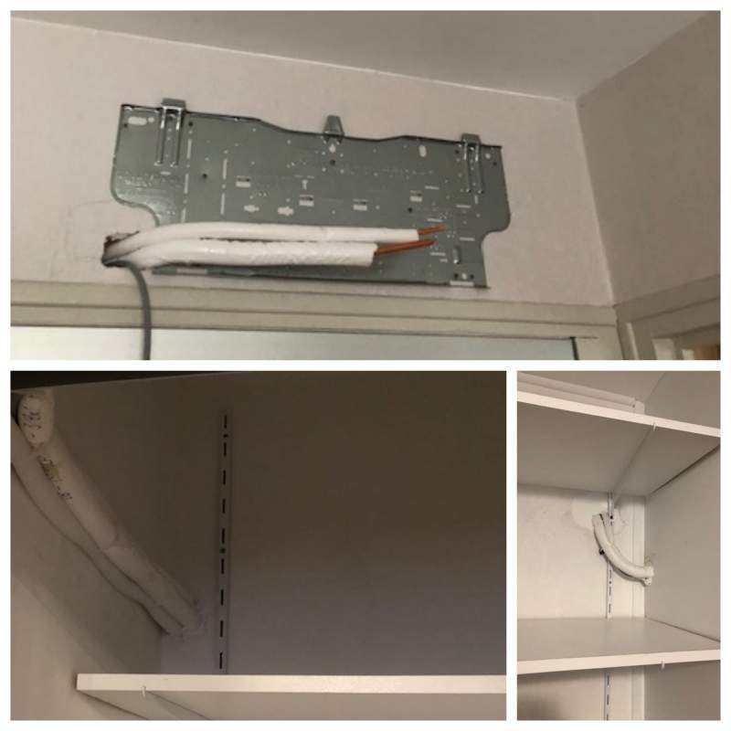 emplacement unité intérieur   Finition invisible dans les placards