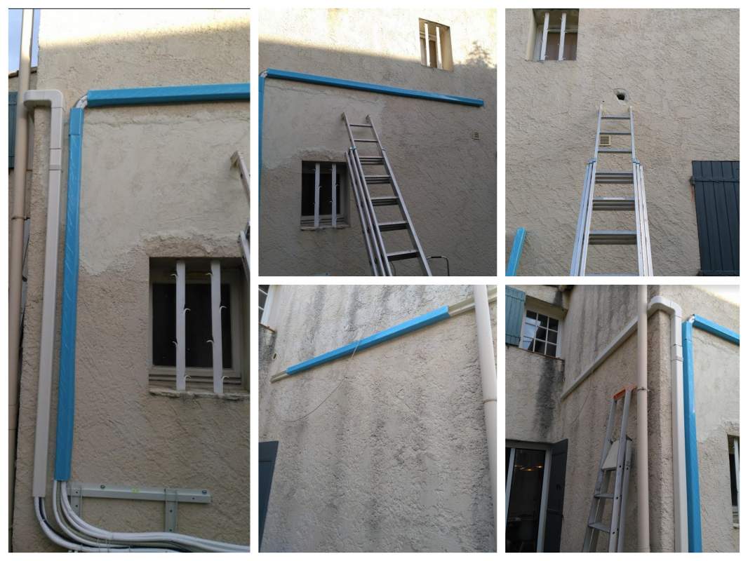 Vue goulottes vers raccordement groupe extérieur 13012 Marseille Rue de la Coquette Génération Confort