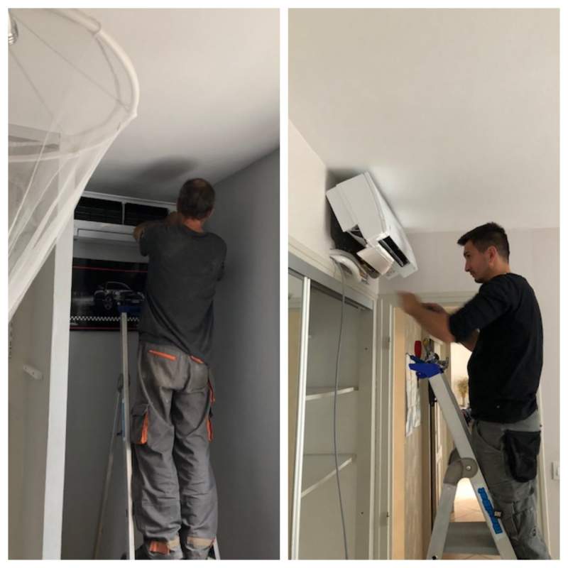 Mise en place split mural dans les chambres