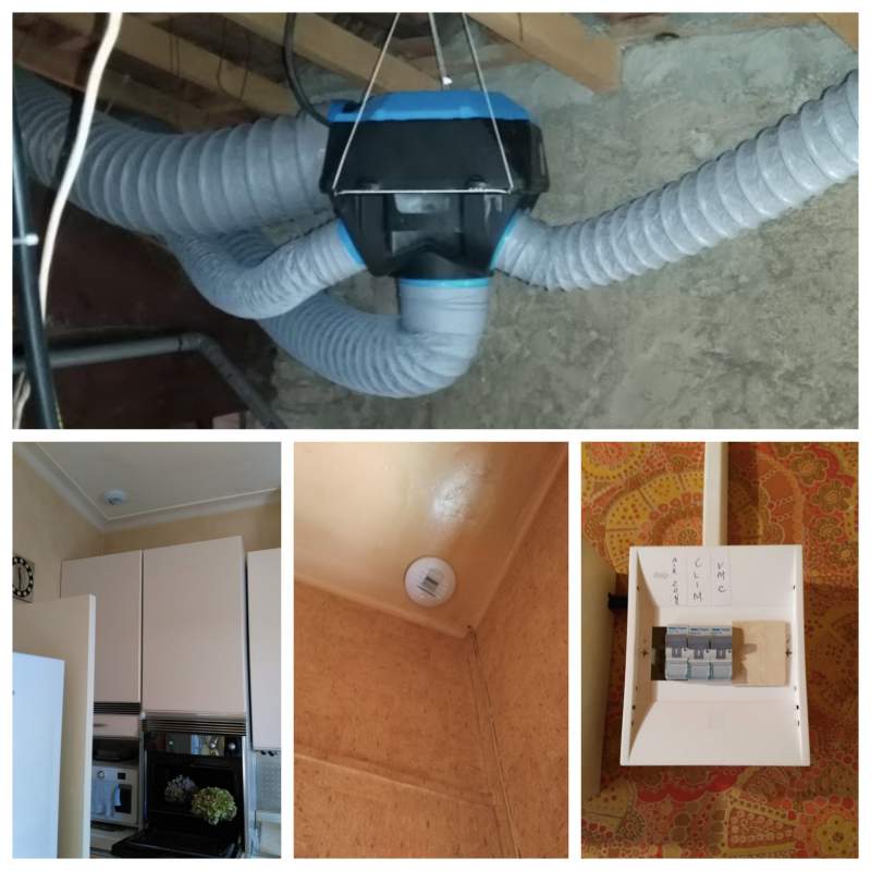 VMC Simple flux hygroréglable basse consommation (douche, cuisine, WC)